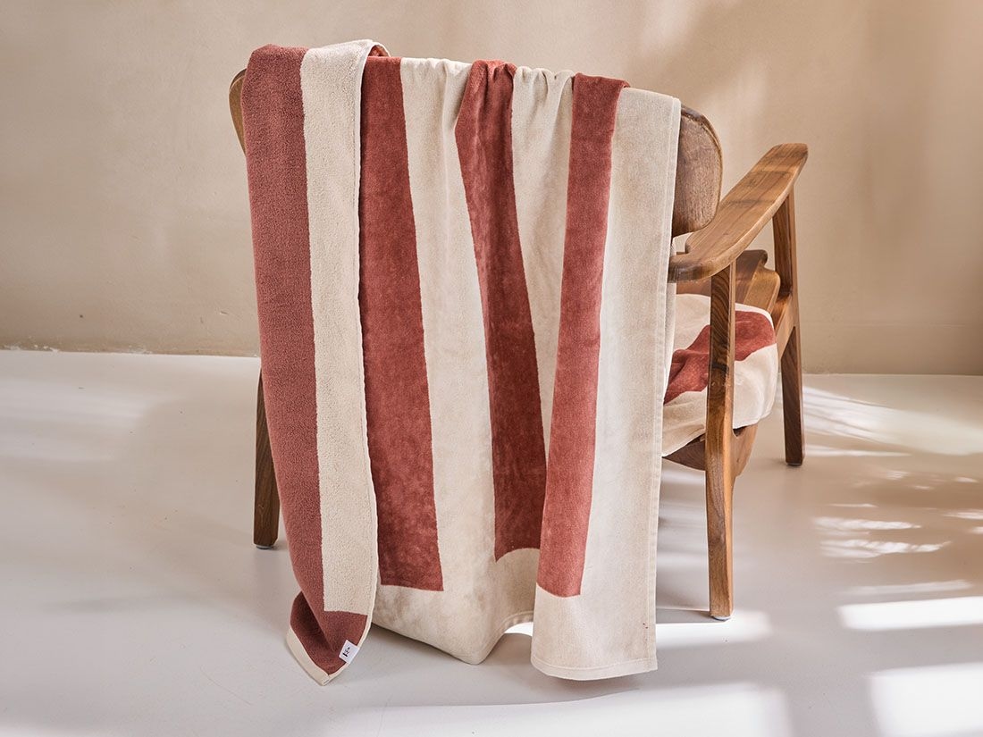 Strandtuch Velours Blush Rose Stripe 100x180 - 1 Stk